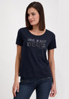 Monari Rhinestone Text Jersey T-Shirt, Navy