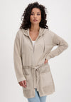Monari Glitter Effect Zip Long Cardigan, Beige