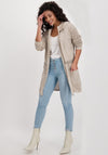 Monari Glitter Effect Zip Long Cardigan, Beige
