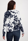 Monari Mix Print Knit Jumper, Navy & White