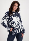 Monari Mix Print Knit Jumper, Navy & White