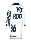 Monari Text Print Knit Long Cardigan, White & Navy
