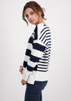Monari Block Stripe Knitted Jumper, Navy & White