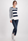 Monari Block Stripe Knitted Jumper, Navy & White
