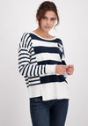 Monari Block Stripe Knitted Jumper, Navy & White