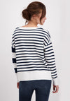 Monari Block Stripe Knitted Jumper, Navy & White