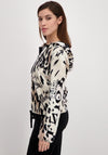 Monari Animal Print Rhinestone Zip Cardigan, Beige & Black