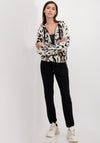 Monari Animal Print Rhinestone Zip Cardigan, Beige & Black