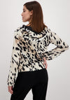 Monari Animal Print Rhinestone Zip Cardigan, Beige & Black