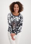 Monari Time to Travel Multi Print Pullover, Grey Multi