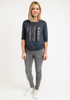 Monari Rhinestone Text T-Shirt, Charcoal