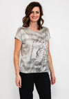 Monari Rhinestone Leopard Satin Top, Sage