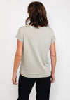 Monari Rhinestone Leopard Satin Top, Sage