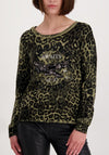 Monari Leopard Print Rhinestone Sweater, Green & Black