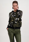 Monari Floral Zipped Knit Cardigan, Green & Black