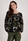 Monari Floral Knit Sweater, Black & Khaki