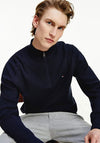 Tommy Hilfiger Fine Zig Zag Structure Half Zip Jumper, Desert Sky