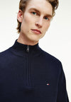 Tommy Hilfiger Fine Zig Zag Structure Half Zip Jumper, Desert Sky