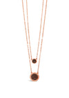 Absolute Double Chain Coin Necklace, Rose Gold & Black