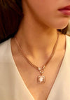 Absolute Blush Stone Necklace, Rose Gold