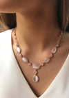 Absolute Oval Stone Crystal Necklace, Rose Gold