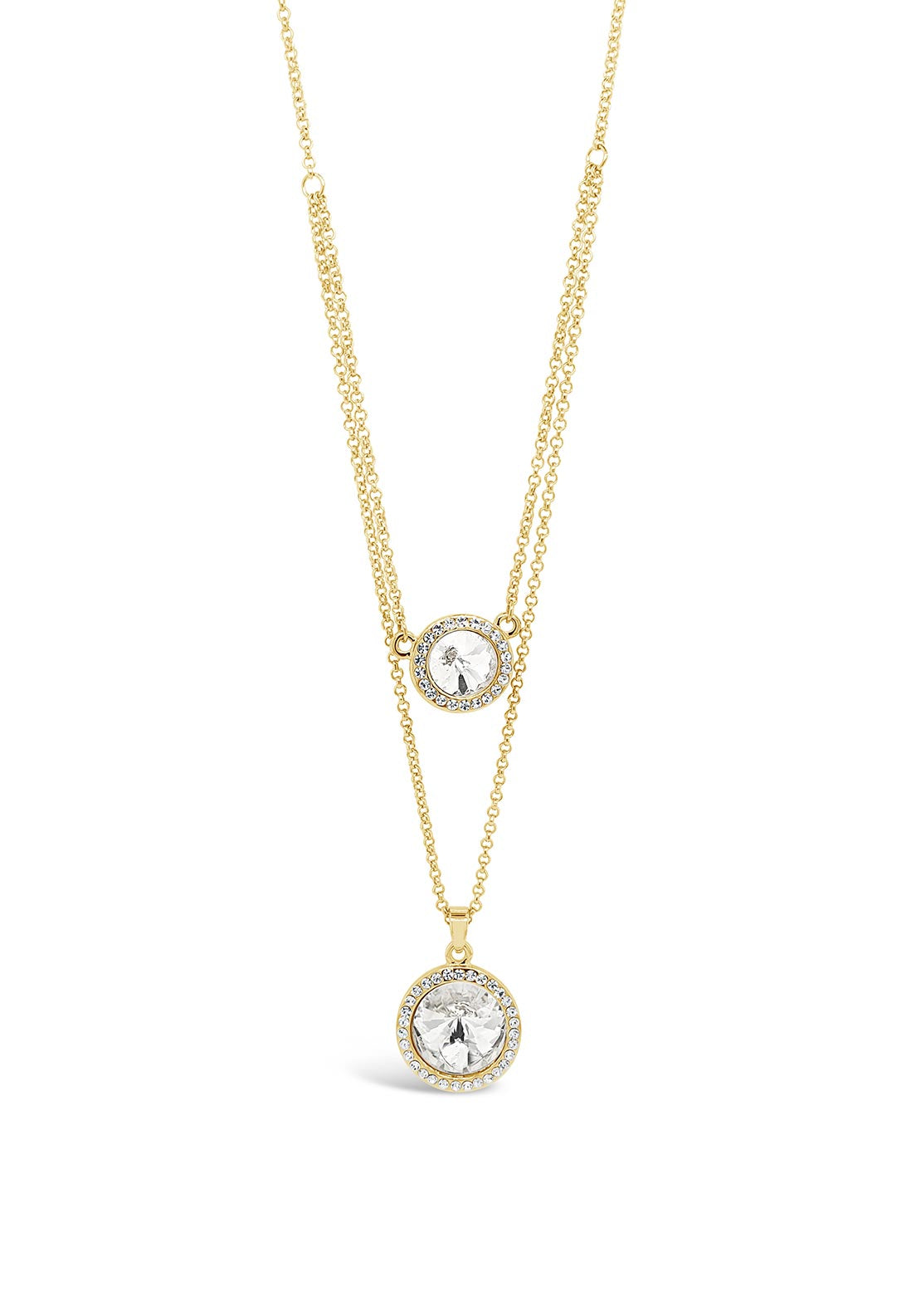 Absolute double Layered Crystal Necklace, Gold