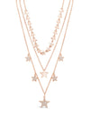Absolute Double Chain Multi Diamante Star Necklace, Rose Gold