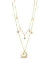 Absolute Double Chain Moon & Star Charm Necklace, Gold