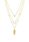 Absolute Multi Chain Diamante Feather Pendent Chain, Gold