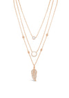 Absolute Multi Chain Diamante Feather Pendent Chain, Rose Gold