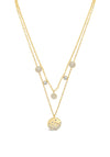 Absolute Double Chain Scattered Diamante Disc Pendent Chain, Gold