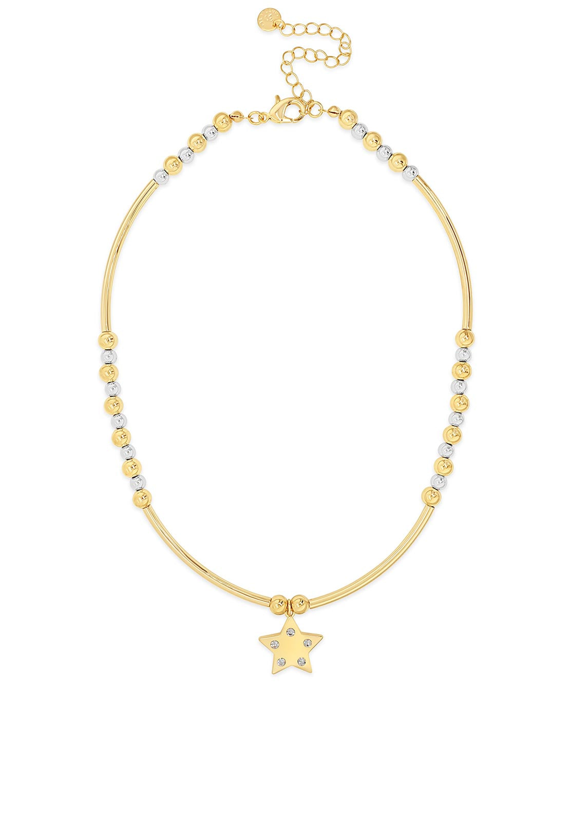 Absolute Beaded Star Charm Necklace, Gold