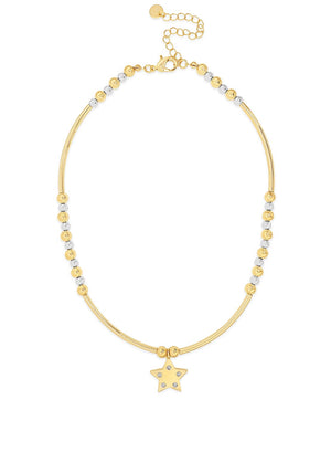 Absolute Beaded Star Charm Necklace, Gold
