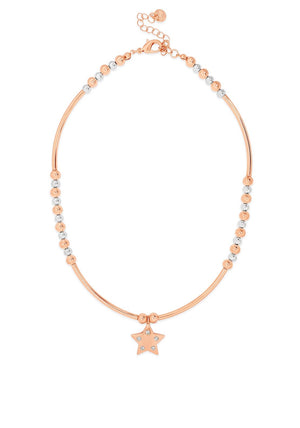 Absolute Beaded Star Charm Necklace, Rose Gold
