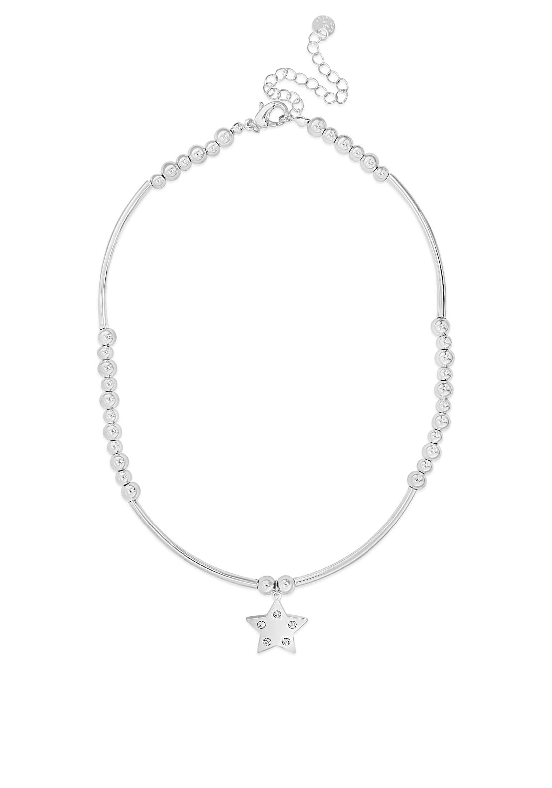 Absolute Beaded Star Charm Necklace, Silver