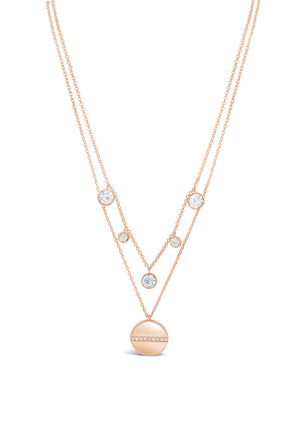 Absolute Double Chain Diamante & Disc Pendent Chain, Rose Gold