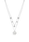 Absolute Double Chain Diamante & Disc Pendent Chain, Silver