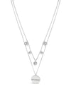 Absolute Double Chain Diamante & Disc Pendent Chain, Silver