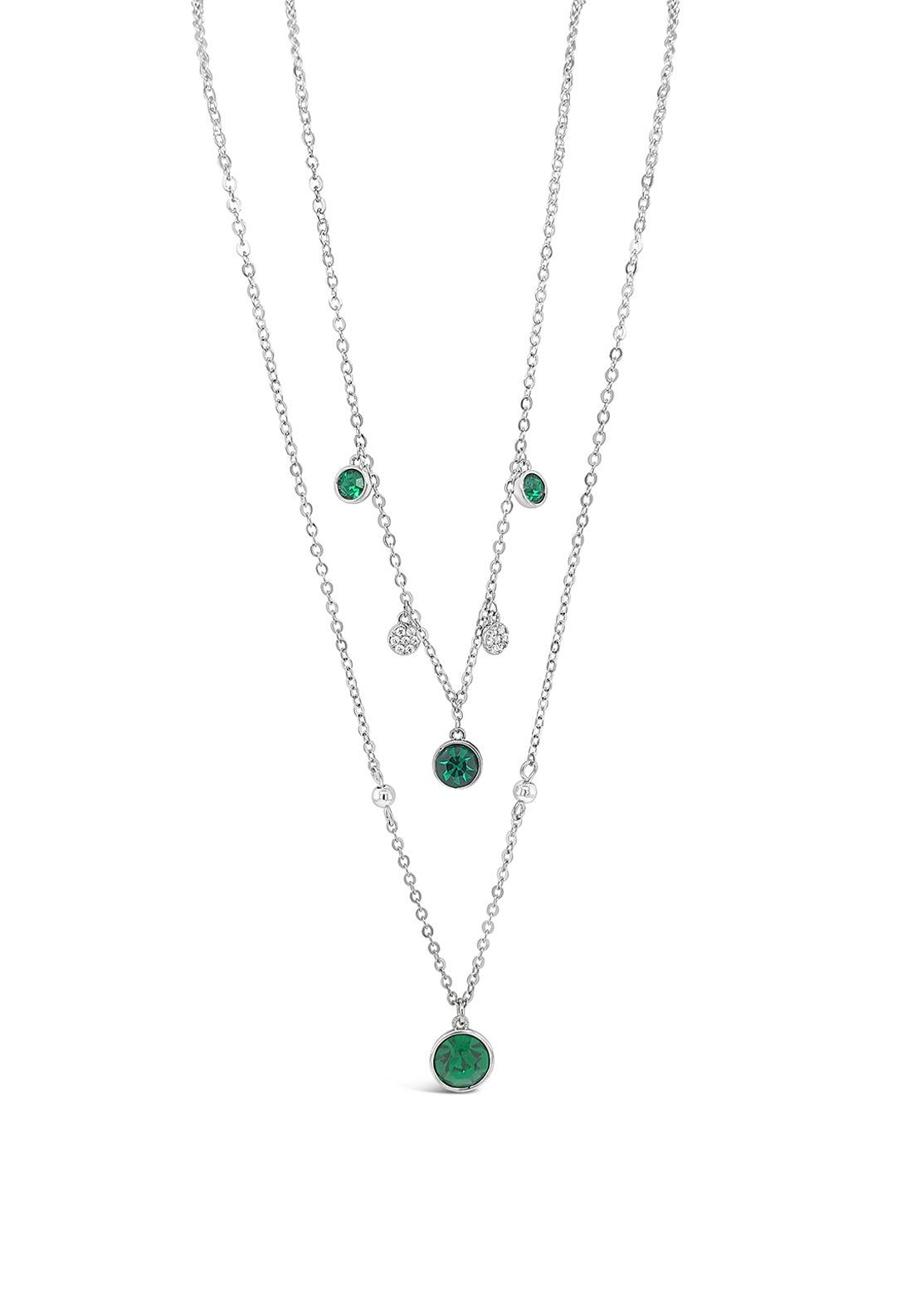 Absolute Emerald Layered Necklace, Silver