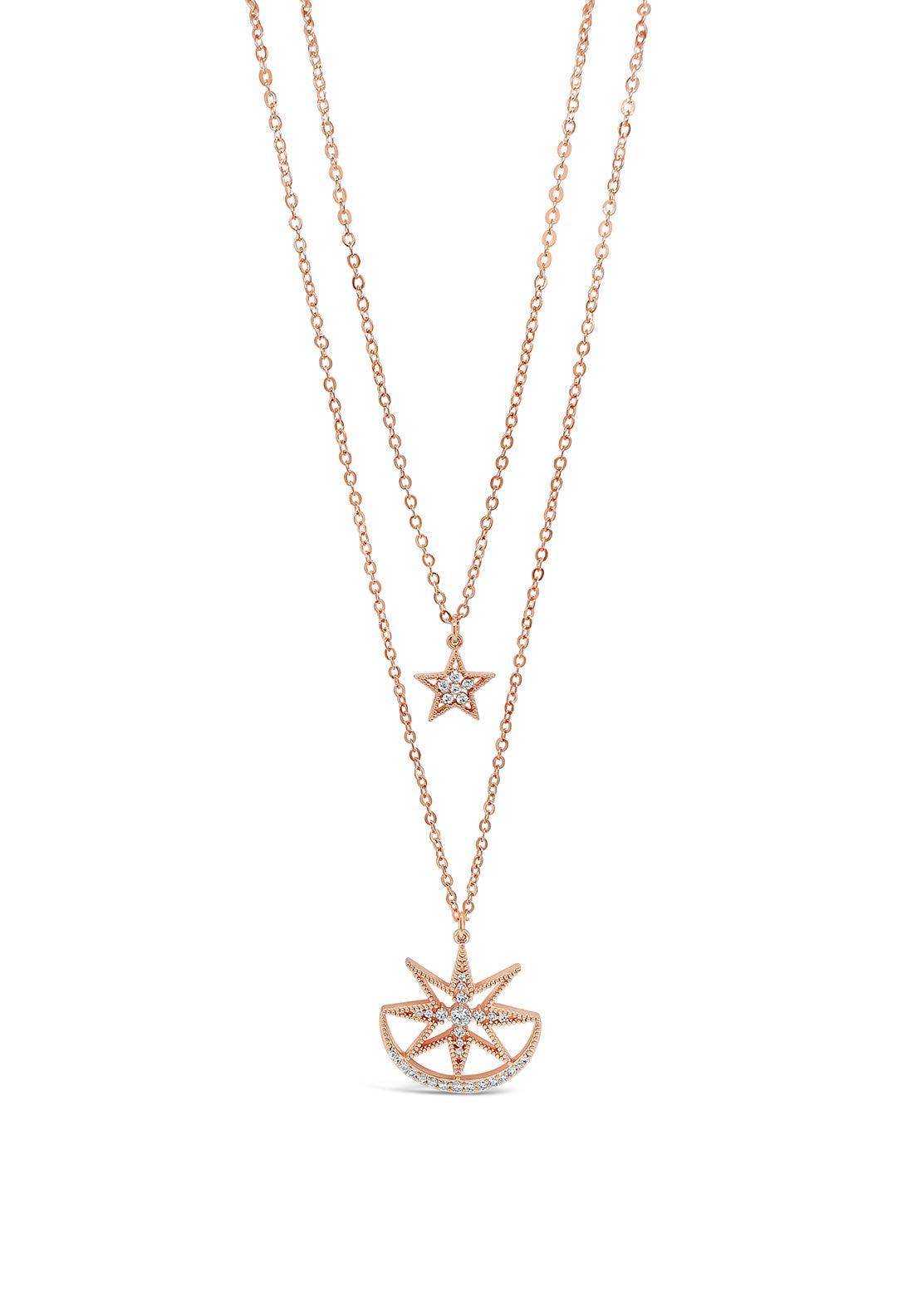 Absolute Star & Moon Necklace, Rose Gold