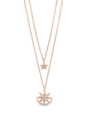 Absolute Star & Moon Necklace, Rose Gold