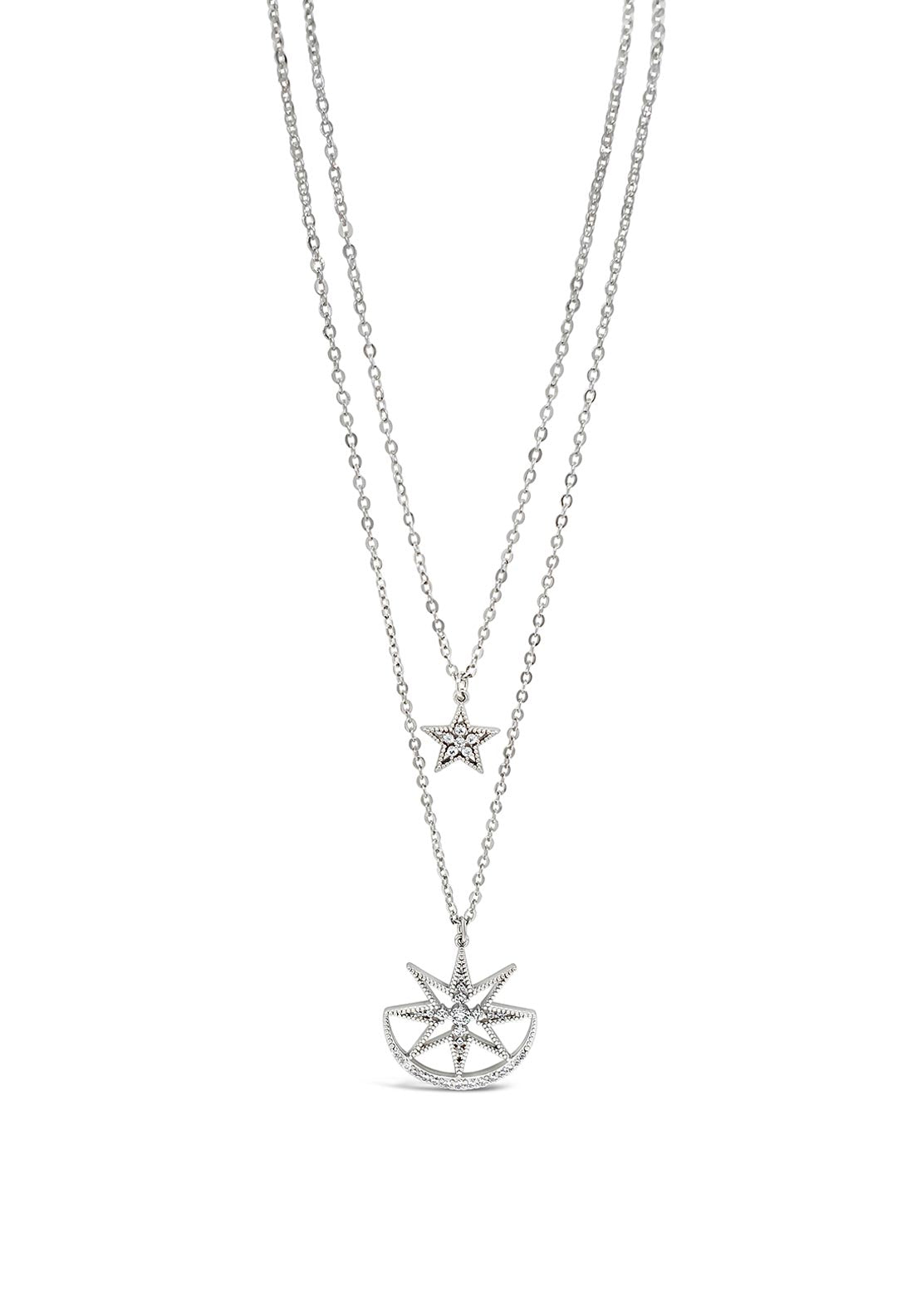 Absolute Star & Moon Necklace, Silver