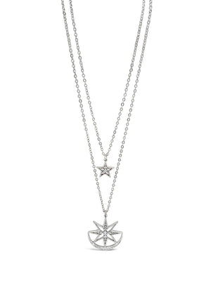 Absolute Star & Moon Necklace, Silver