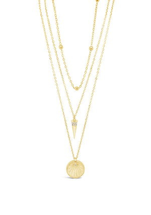 Absolute Sun Locket & Spike Pendant Necklace, Gold