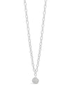 Absolute Jewellery Heavy Chain Necklace with Pave Embellished Coin, Silver