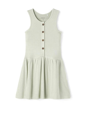 Name It Mini Girls Jo Button Dress, Desert Sage