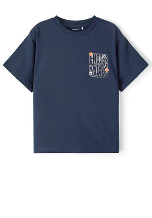 Name It Kid Girl Talilone Short Sleeve Top, Dark Sapphire