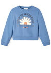 Name It Kid Girl Tiffa Long Sleeve Crop Sweater, Bijou Blue