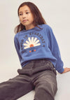 Name It Kid Girl Tiffa Long Sleeve Crop Sweater, Bijou Blue