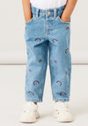 Name It Mini Girl Bella Mom Jeans, Medium Blue Denim